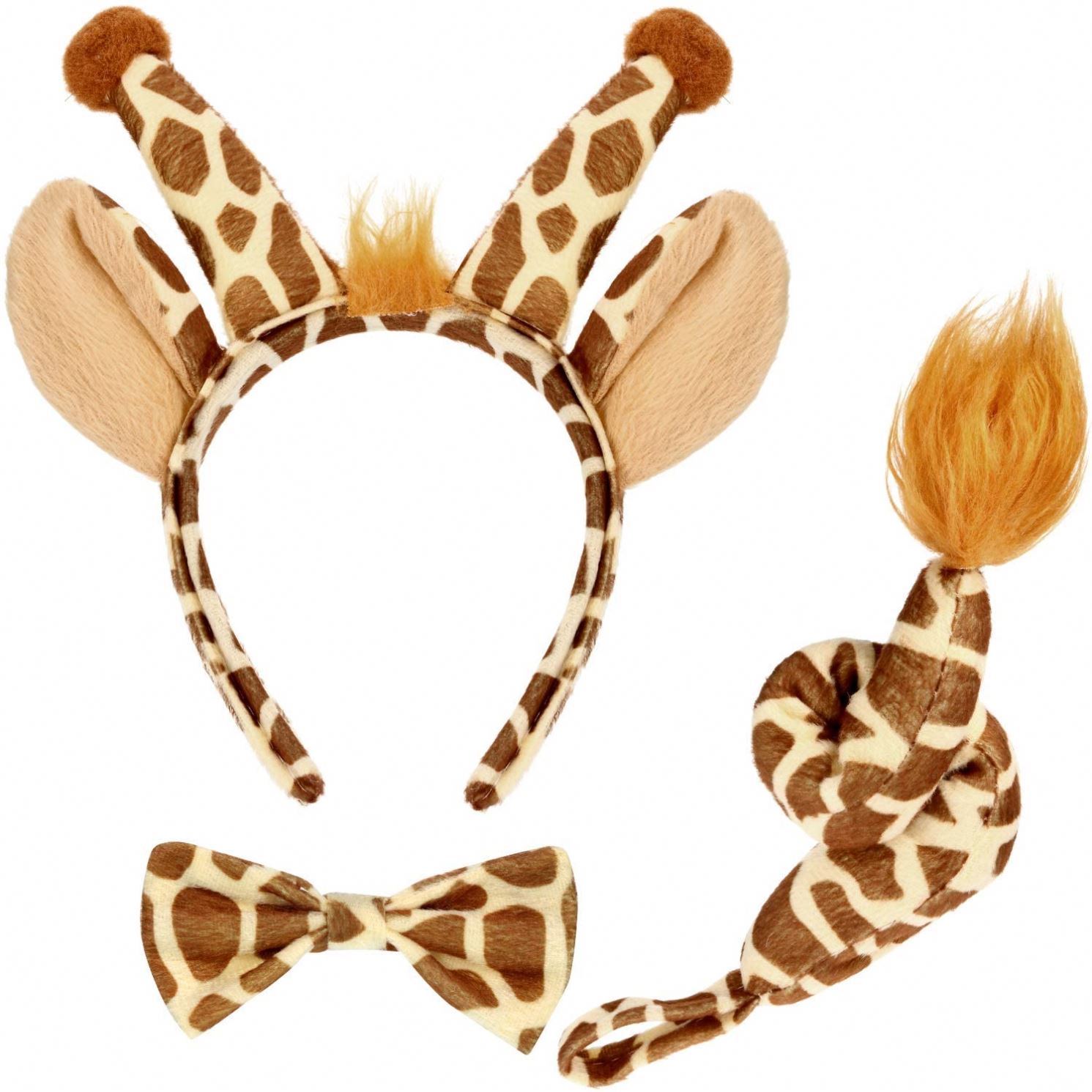 Animal Costume Set Giraffe Costume Animal Ears Nose Tail and Bow Tie Animal Fancy Dress Costume Kit Accessories for Kids