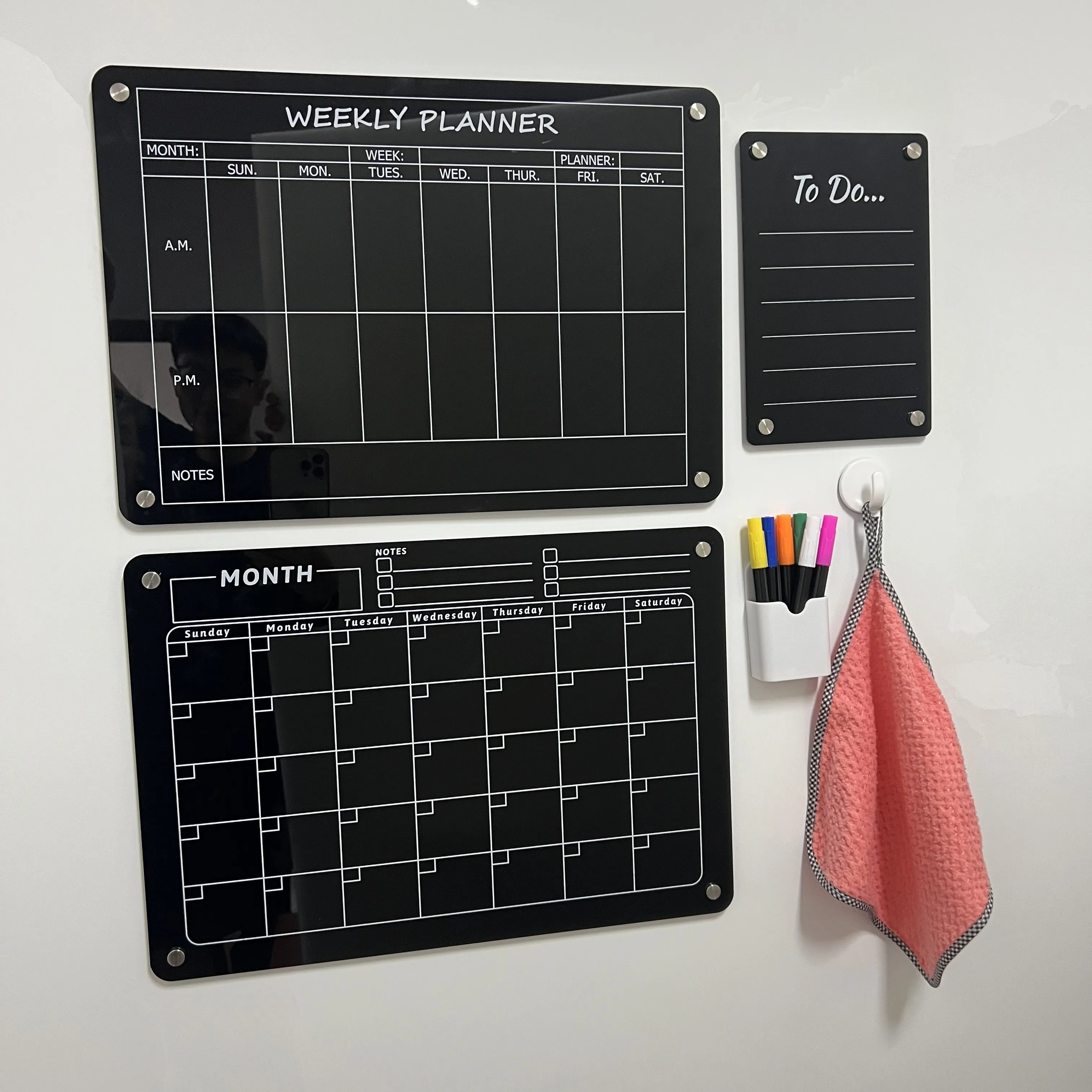 Acrylic Magnetic Dry Erase Board and Calendar for Fridge Dry Erase Board Calendar for Refrigerator Reusable Planner