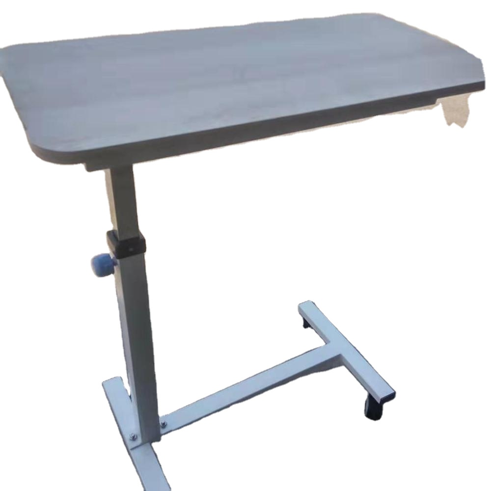 Top quality height adjustable hospital overbed table with wheels
