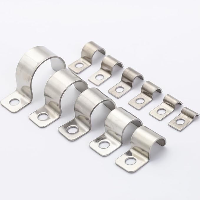 Mini U-Clamp Cable Holder with Stainless Steel Side Fixing Tab P-Clip One-Hole Clamps for Cable Fixing Pipe Fittings