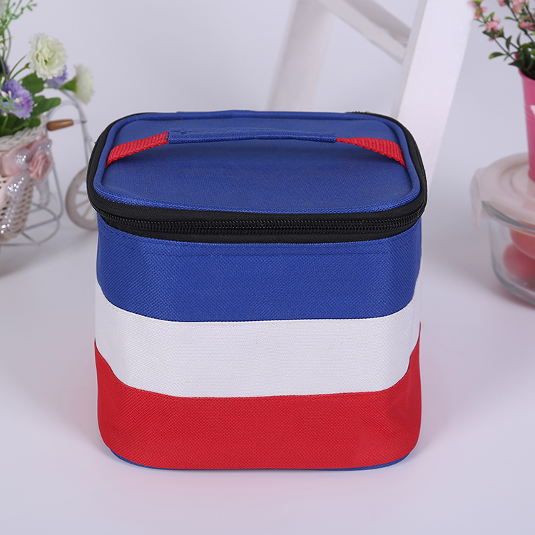 Striped Style Reusable Oxford Cloth Cooler Tote Bag for Picnic or Travel