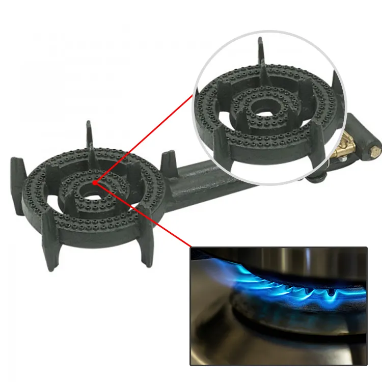 Electronic Ignition Gas Cooktops Heavy Duty 2 Rings Cast Iron Stove/Gas Camping Burner