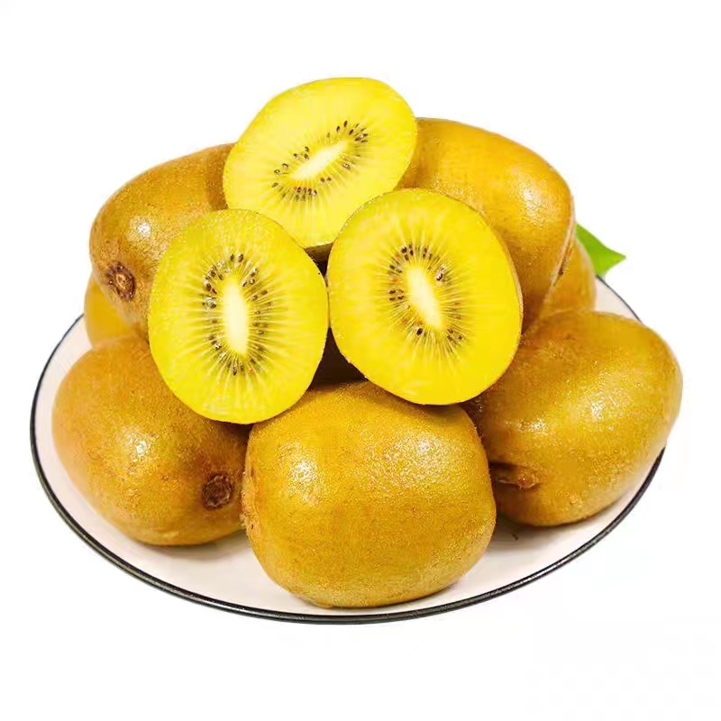 Вкусные свежие желтые сердца, фрукты киви, сладкие и сочные фрукты киви