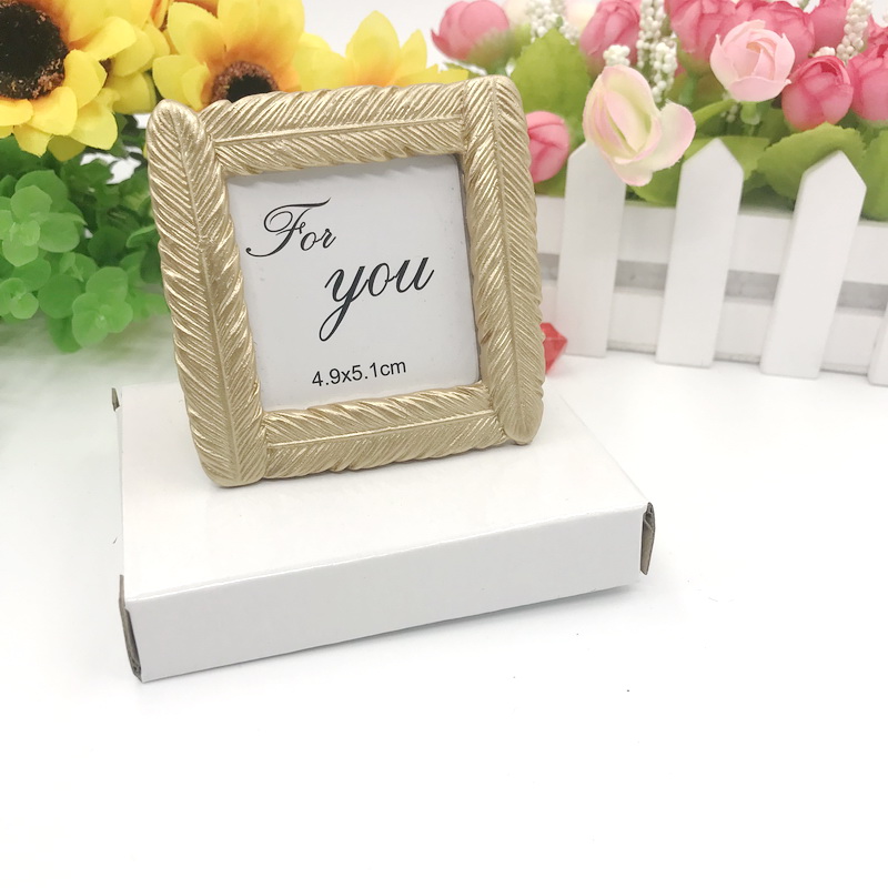 Wholesales OEM Gold Feather Picture Frame Plume Photo Frames Wedding Favors Promotional Gift