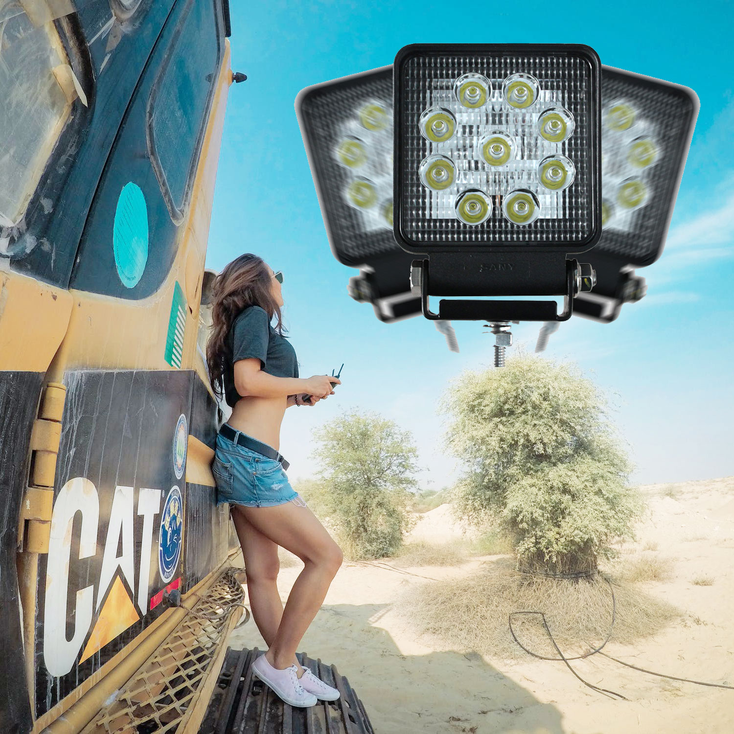 EXCAVATOR LED WORK LIGHT 27W SQUARE 12V 24V OFFROAD 4WD ATV SUV TRUCK WORK LAMP OUTDOOR WORKING LIGHTING