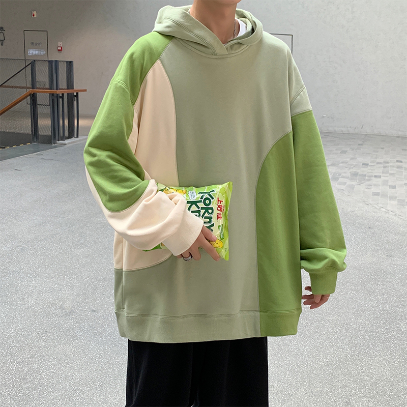 Multicolor custom hip hop sweater stitching patchwork color hoodie couple sports unisex sweatshirt