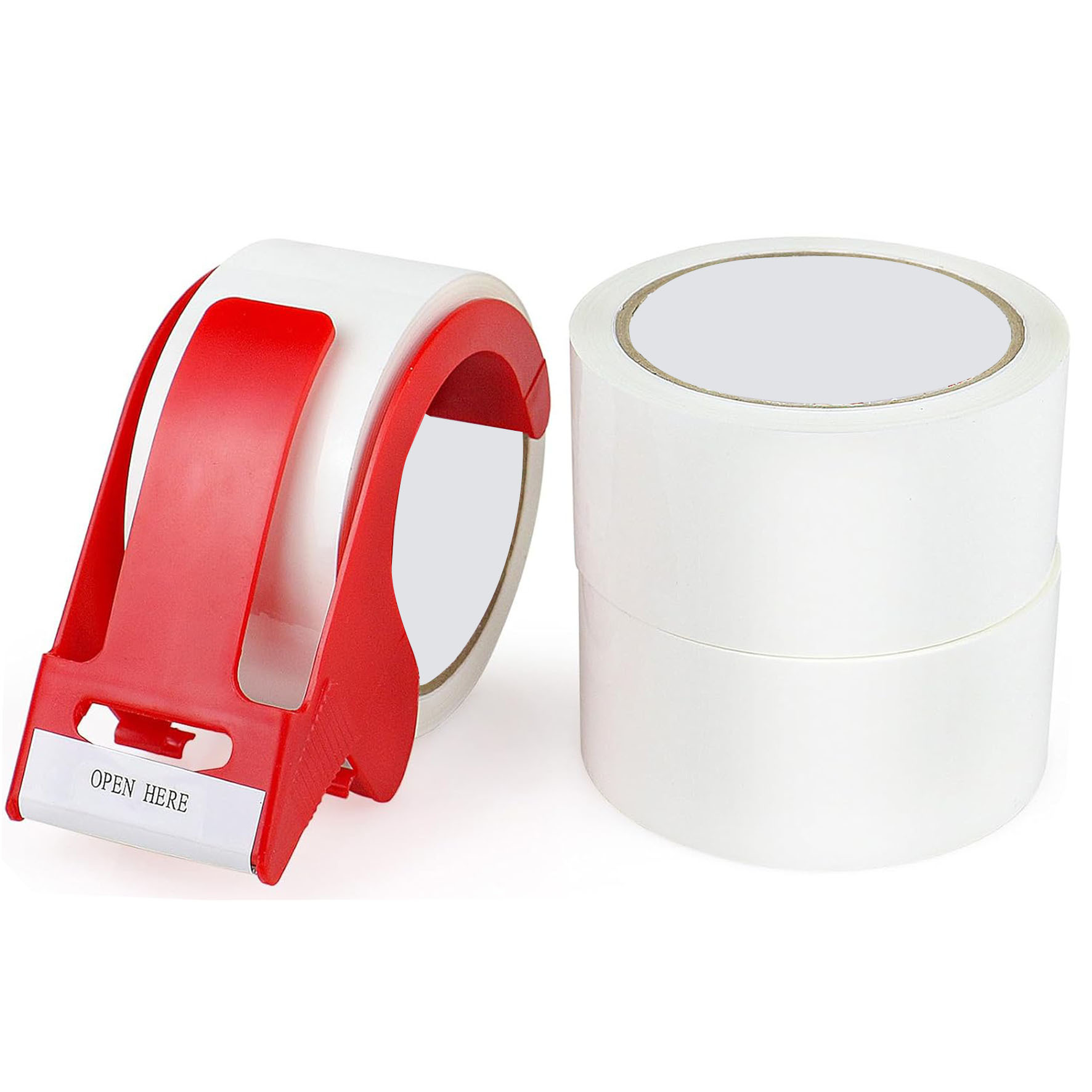 Customized 3 Pack Heavy Duty White Packing Tape with 1 Dispenser Acrylic adhesive tape for Carton Sealing,Packaging and Moving