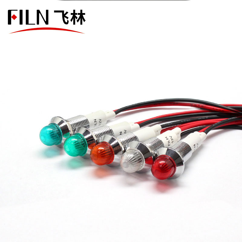 FILN good quality 10mm mounting size copper brass ball head signal lights for bike waterproof IP67 with wires indicator lights