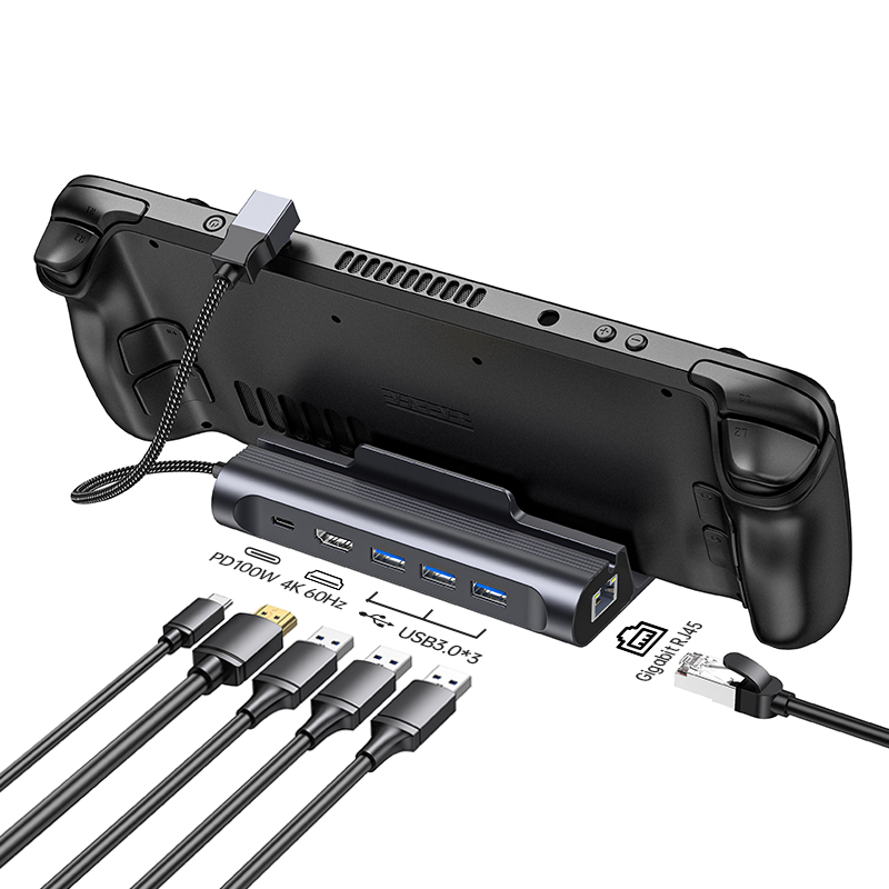 Новый 2023 HDMI USB3.0 PD RJ45 8 в 1 USB C Type C концентратор док-станция для паровой палубы Ручной игровой автомат