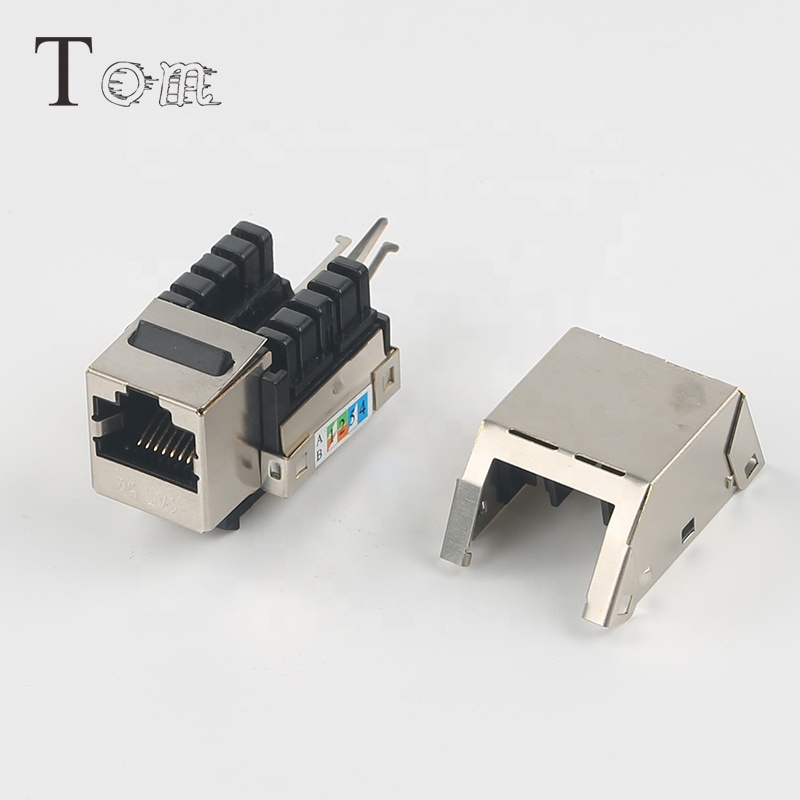 TOM-KJ-8-C5e rj45 сетевой модуль данных 90 градусов STP cat5e keystone jack