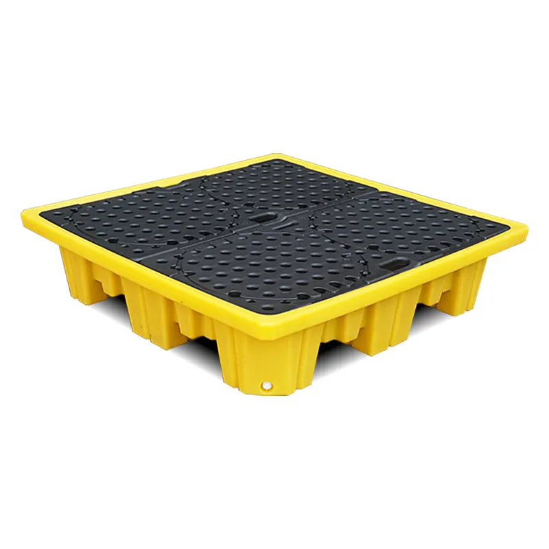 With Drain Detachable 100% Virgin Liquid Collecting Spill Contain Oil Leakage Pallet 4 Drum Spill Pallet*