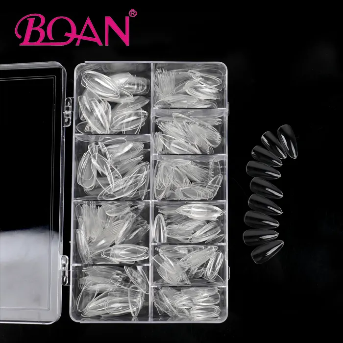 High Quality 500Pcs Almond Press On Nails Acrylic Full Cover Nail Tips Clear For Nail Salon