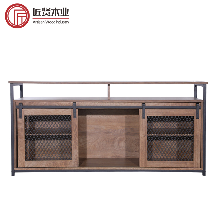 Factory Industrial Living Room Wooden Metal TV Unit Cabinet Console Muebles Para Tv