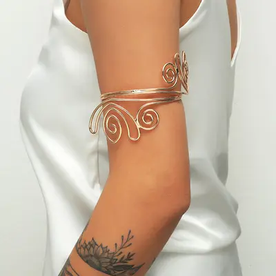Victorian Filigree Swirl Gypsy Belly Dance Boho Armband Upper Arm Cuff Armlet for Women