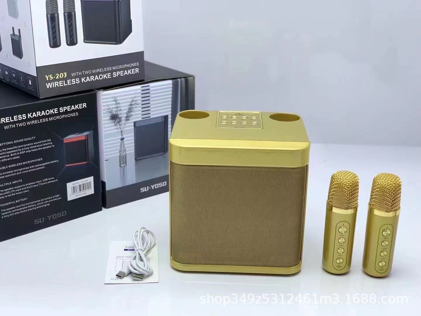 Домашняя семейная Беспроводная колонка KTV 2 в 1, караоке колонки с Bluetooth и двойным беспроводным микрофоном