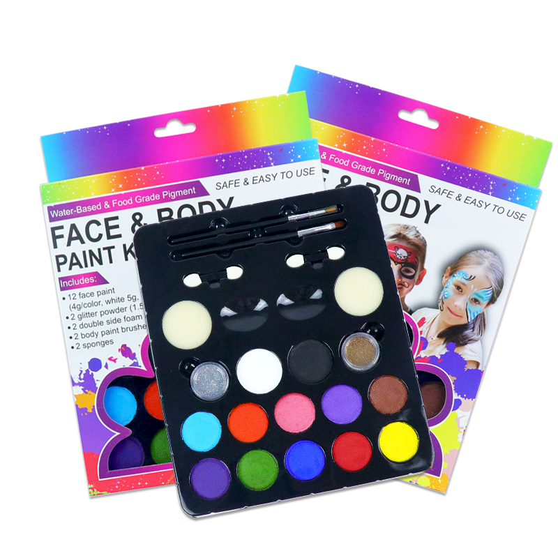 GP 12 colors Private logo oil based vegan Face Body Paint DIY Kit Kids Adults Washable Christmas Gift Art Makeup Painting Kit