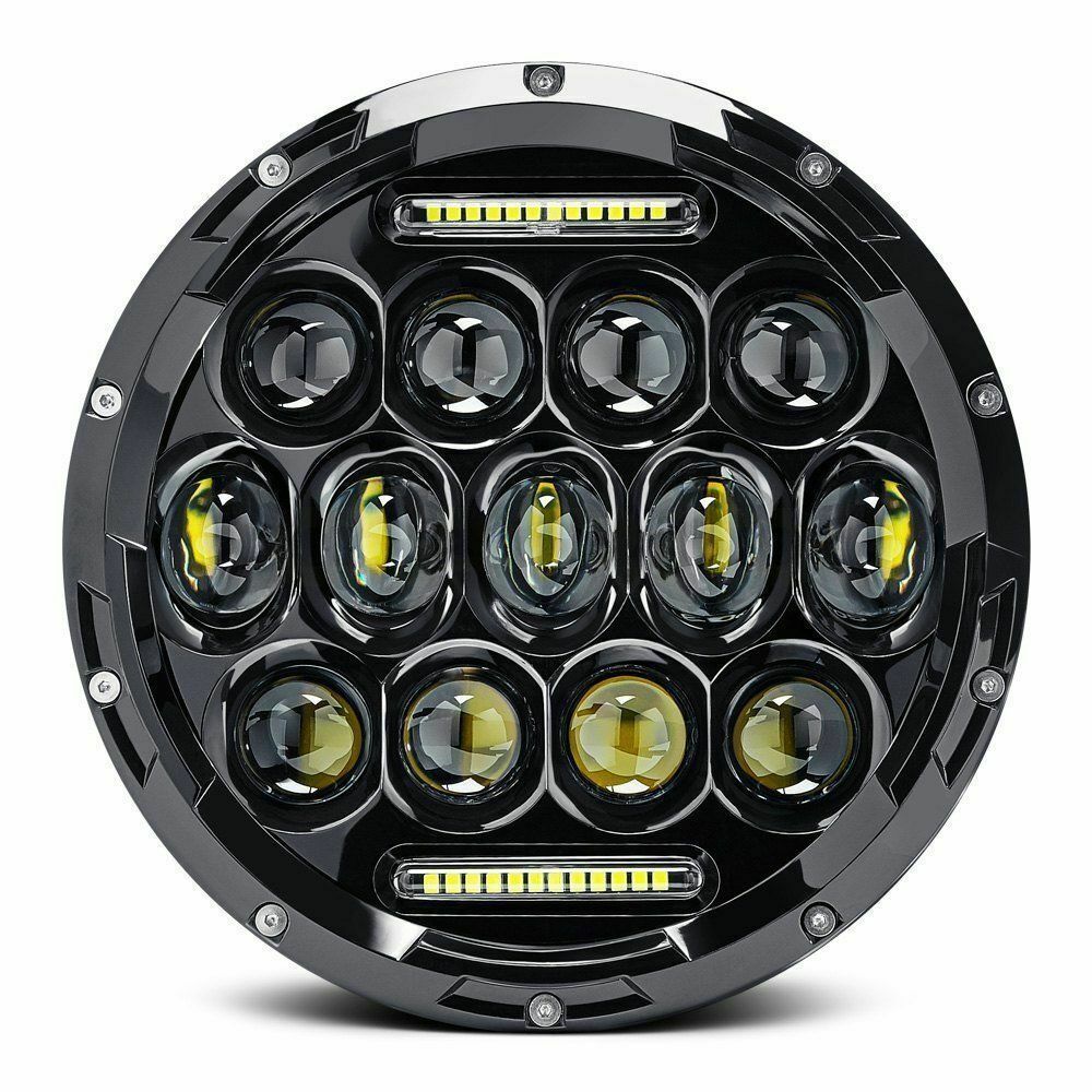 DRL 7"inch round HI LOW beam 75W LED Headlight amber white Turn Signal DRL for offroad suv