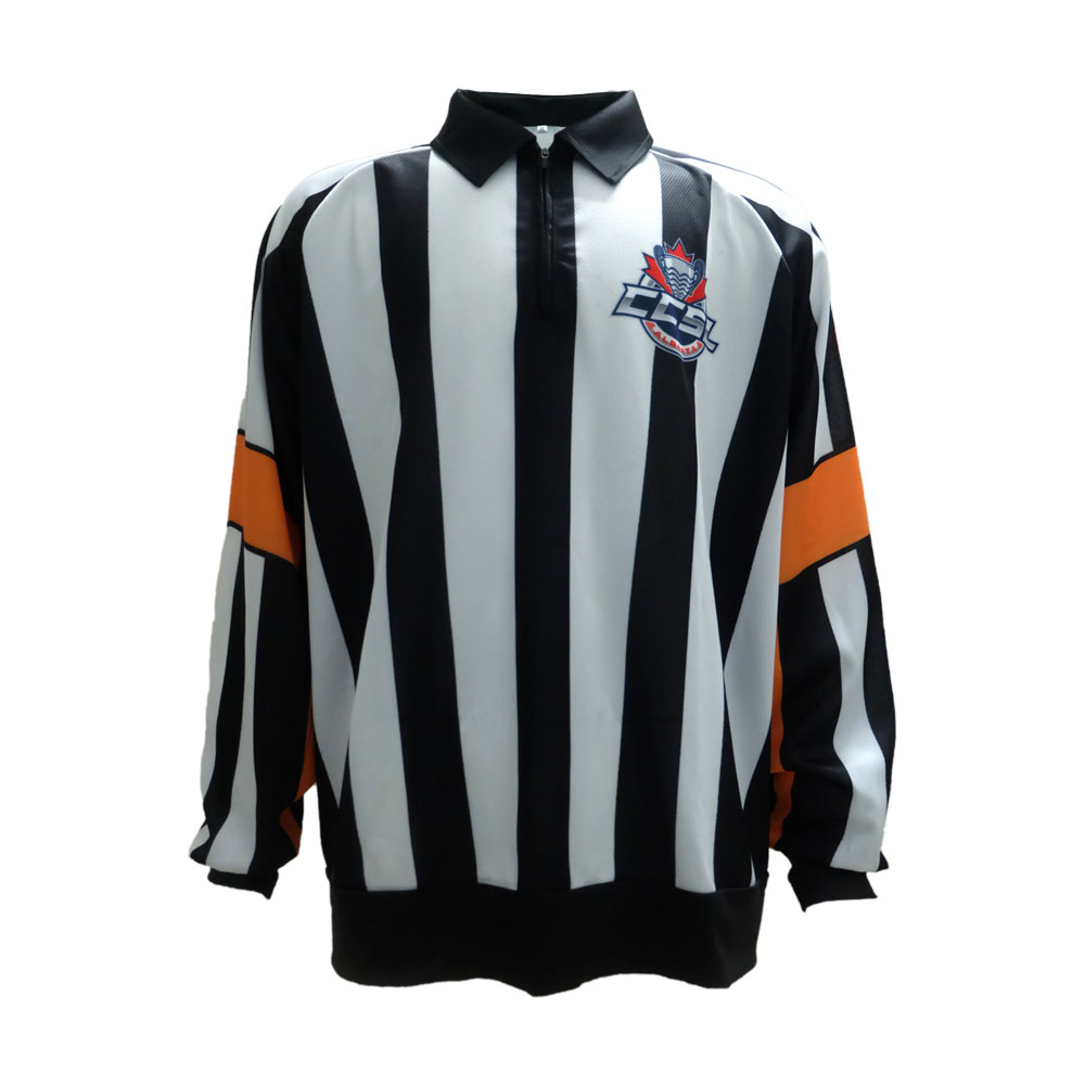 Full sublimation print custom logo available hot sale black and white hockey referee jersey