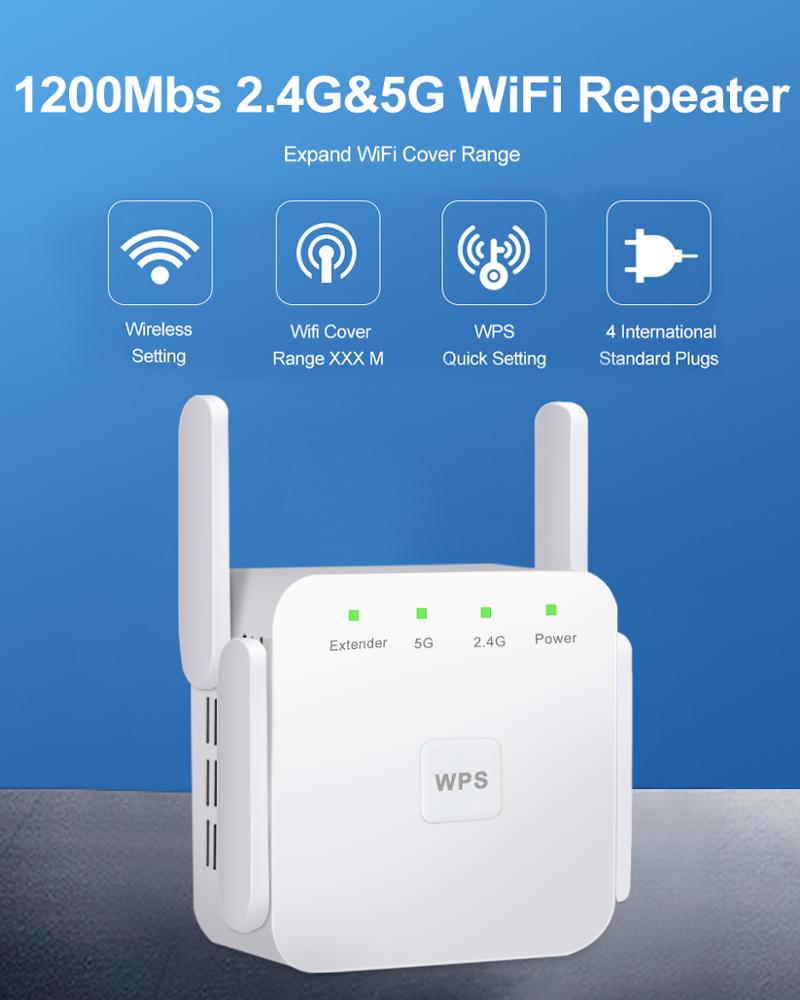 2020 GD-R1203U Беспроводной Wi-Fi ретранслятор с 4 антеннами, мостовой маршрутизатор, двухдиапазонный усилитель сигнала переменного тока, проводная точка доступа