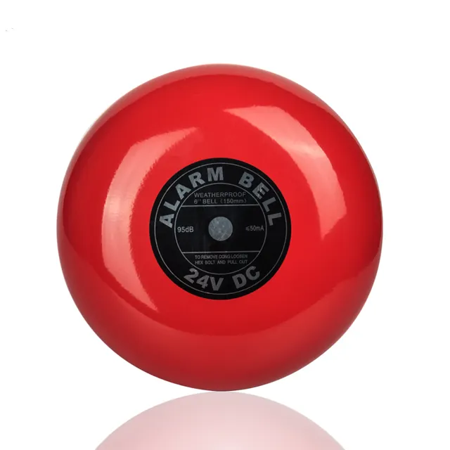 Fire Alarm Sound 24V Electric 6 Inch Alarm Bell Sound Indoor Or Outdoor Automatic Waterproof Fire Alarm Bell For Conventional Fire Alarm System