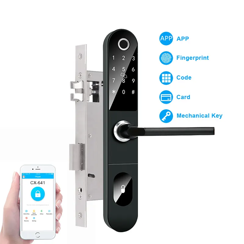 Slim TT lock Aluminum Lock Fingerprint Smart Biometric Electronic Fingerprint Password Card Door Lock
