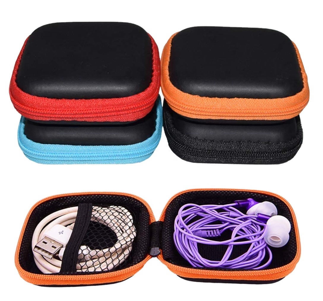 Square Carrying Cases Earbud Travel Carrying Case for Smart Phone Earphone Headset Storage Bags Hard EVA Headphone Box