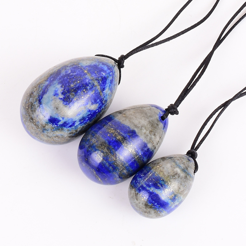 3 Pcs Drilled Natural Yoni Jade Eggs Massage Stone Women Kegel Exercise Train Pelvic Muscles Lapis Lazuli Yoni Egg Set