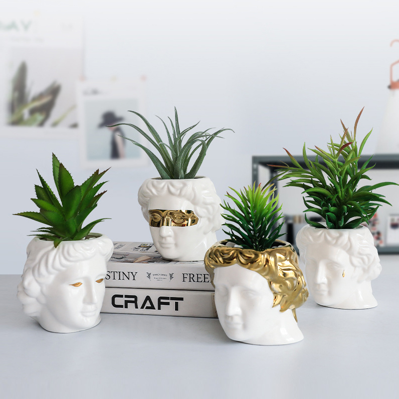 Nordic Modern David White Ceramic Flower Pots Garden Decor Flower Pot Home Decor Plant Pot Desk Accessories Living Room Decor