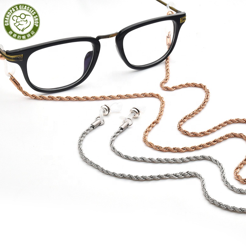 Fashionable Reading Glasses Eyeglass Lanyard Hold Straps Eyewear Retainer Gold Plated Metal Sunglasses Cords Silver Neck Chain