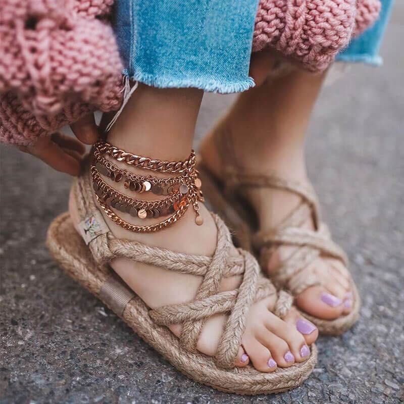 2021 Summer Spring Fashion Beach Sandals Fancy Ladies Dress Shoes Hemp Sandals