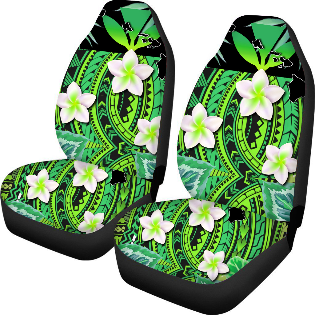 Funky 2Pcs Hawaiian Polynesian Tribal Traditional Flower 3D Custom Print Car Seat Cover for Most Car Suv Truck Colorful