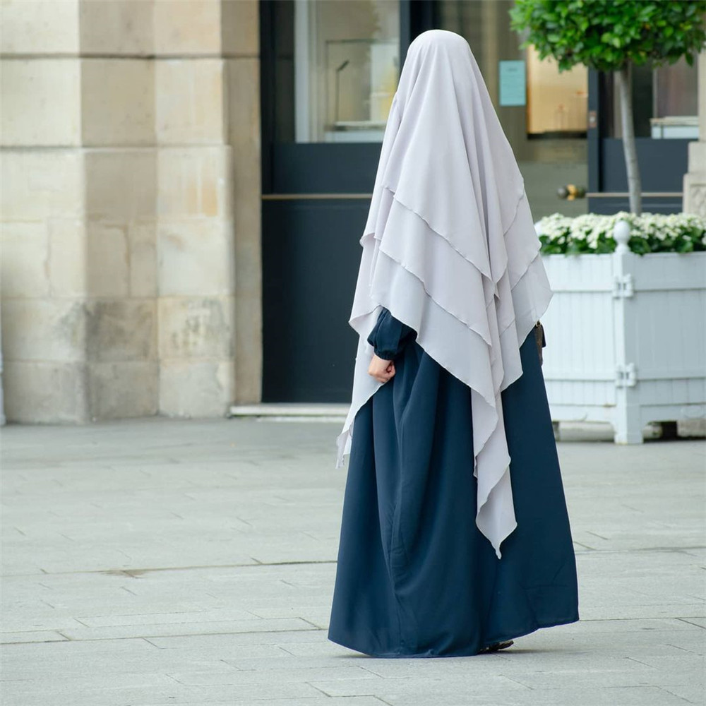 New Design long khimar three layers Solid color plus size chiffon hijab for women