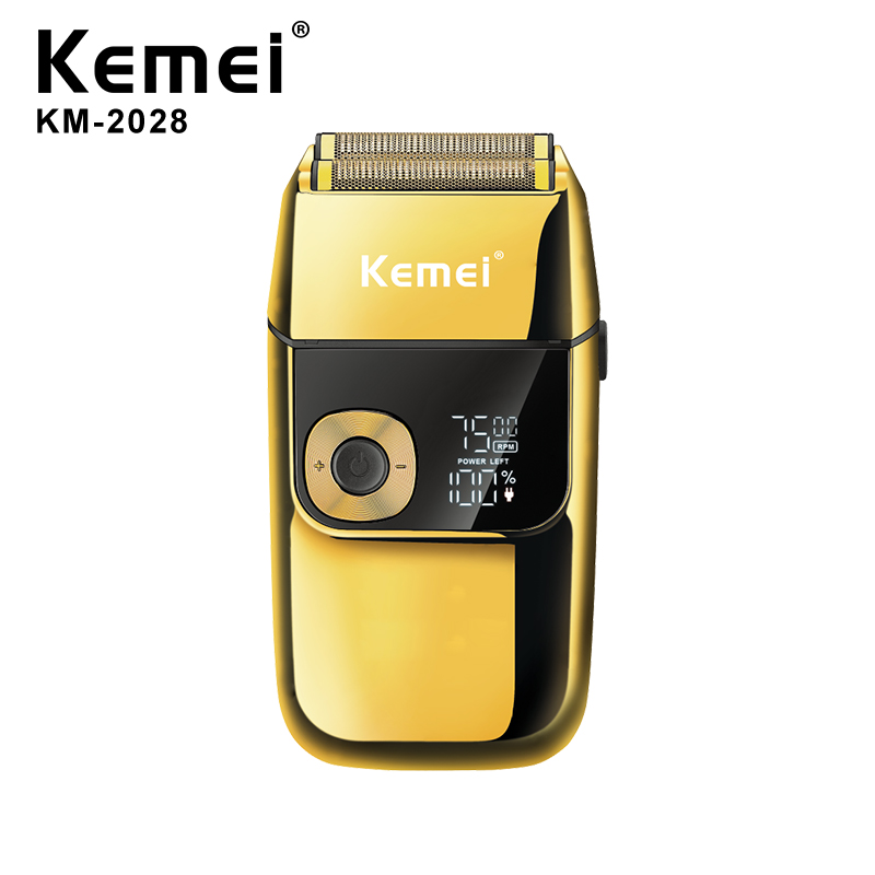 KEMEI KM-2028 Мужская электрическая металлическая бритва светодиодный дисплей регулируемая скорость USB электрическая бритва триммер для волос бритья и удаления волос