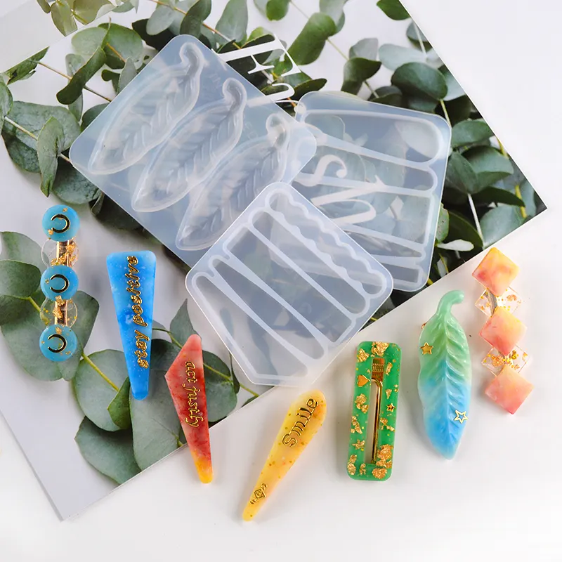 Hair Clip Molds Hair Barrette DIY Hairpin Girl Geometry Epoxy Resin Molds Silicone Jewelry