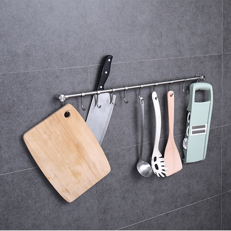 304 Stainless Steel Robe Hooks Bathroom and Kitchen Hanging Rod Towel Hooks with Punched Design