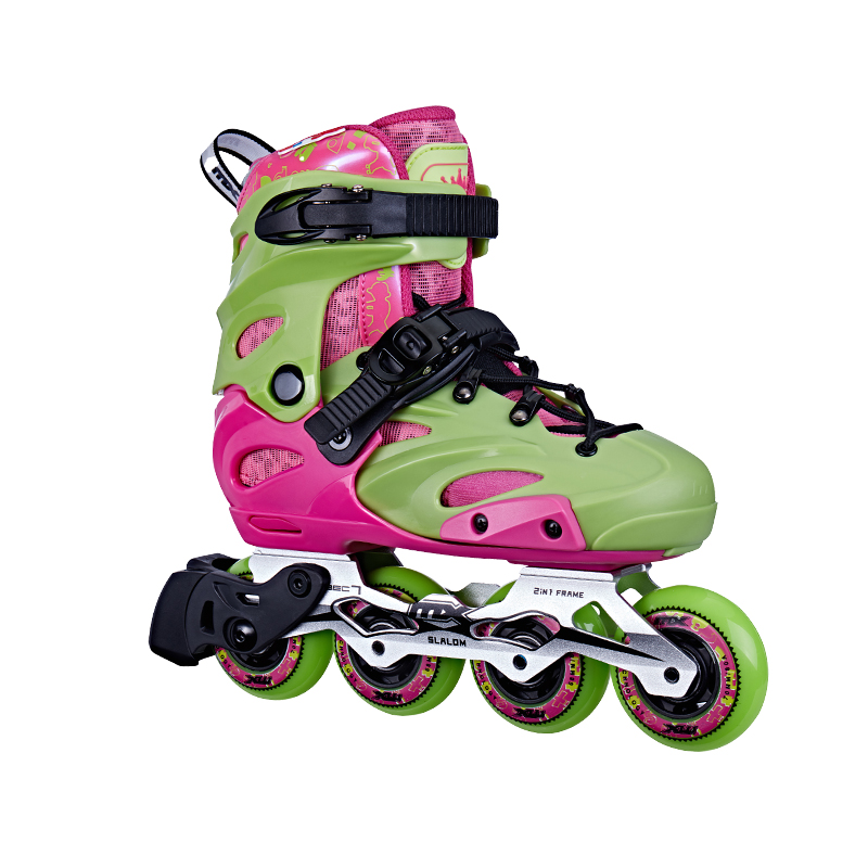 Wholesale Custom Inline Children Flashing Slalom Skate Shoes Four Wheel Adjustable Inline Roller Skate Shoes For Kids