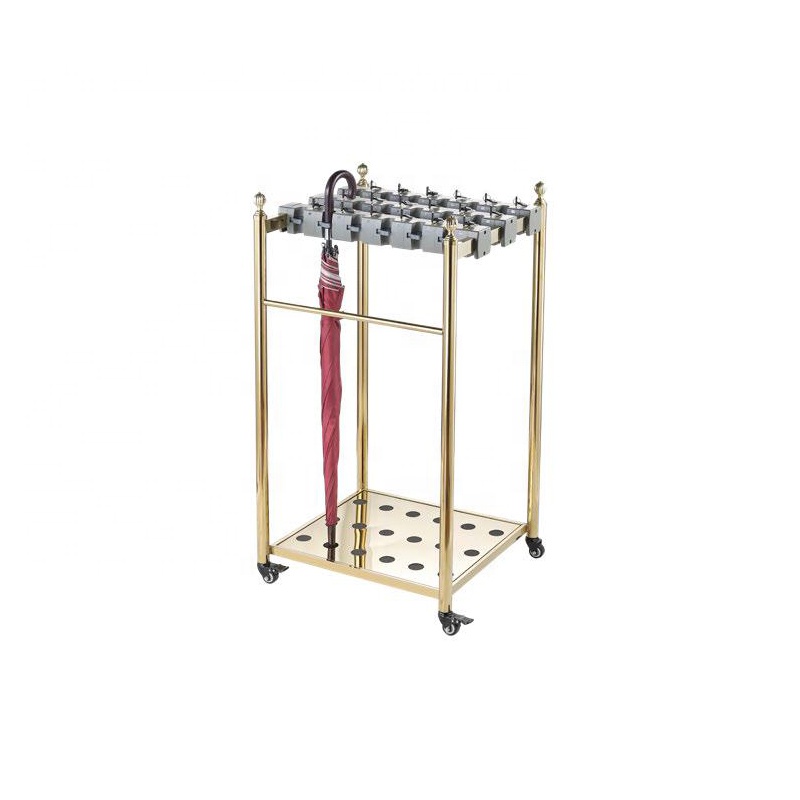 Hotel indoor round tube with lock umbrella stand with four wheels