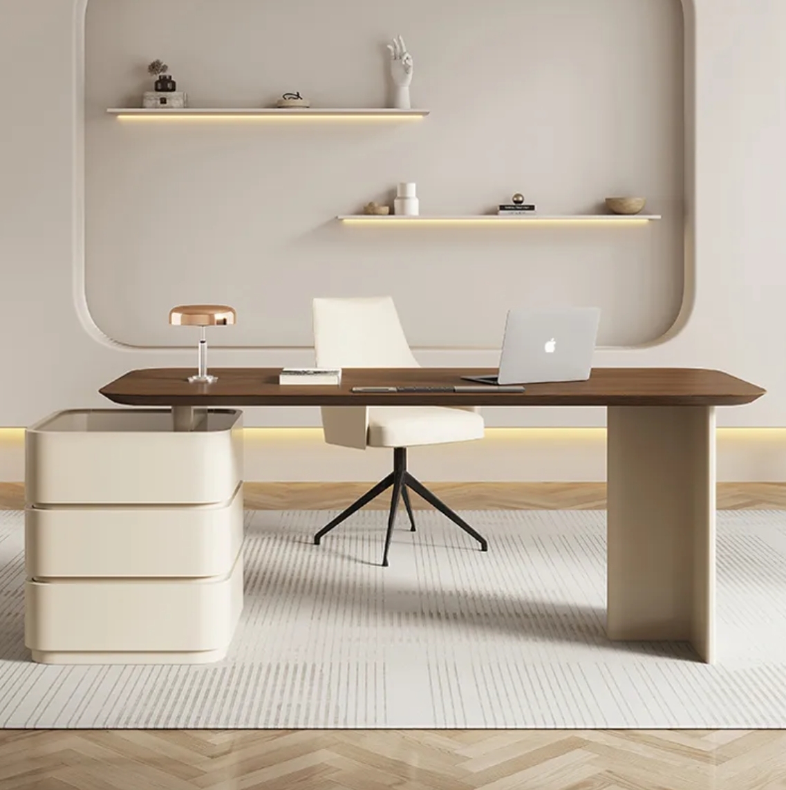 Light Luxury Minimalist Desk Cream Style Vintage Study Writing Desk Solid Wood Beauty Salon Consulting Table Office Desk