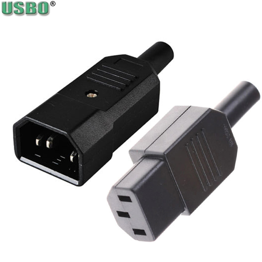 Черная проводка IEC320 C13 C14, штекер, гнездо, разъем питания, онлайн PDU UPS, многоразовый штекер питания, 10 А, розетка переменного тока, 250 В