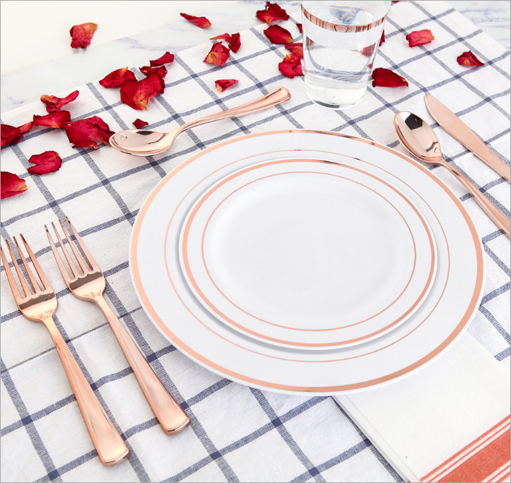 Luxury Disposable Plastic Dinner Set Plate Party Wedding Tableware Set Wholesale High Quality Plastic Plate