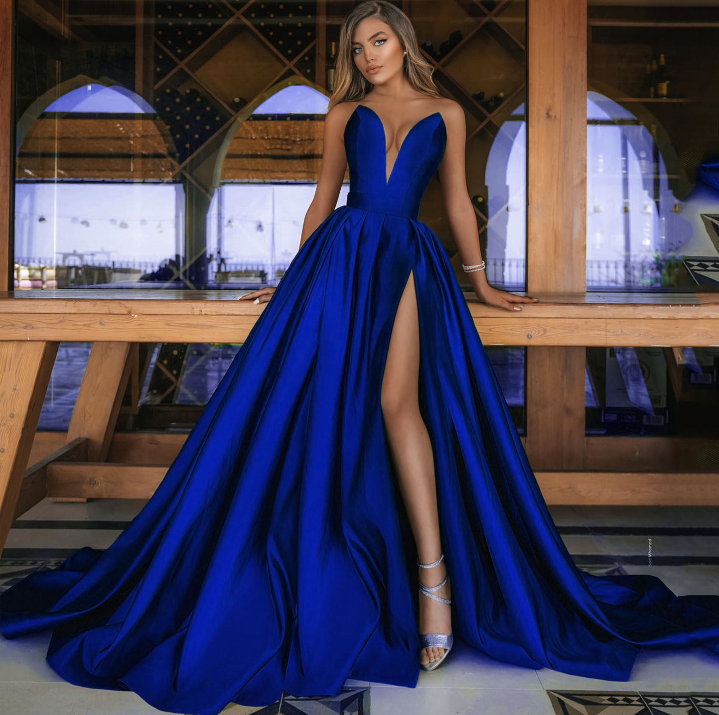Simple design v-neck wedding dress bride's party wedding gowns 2021 weeding dress