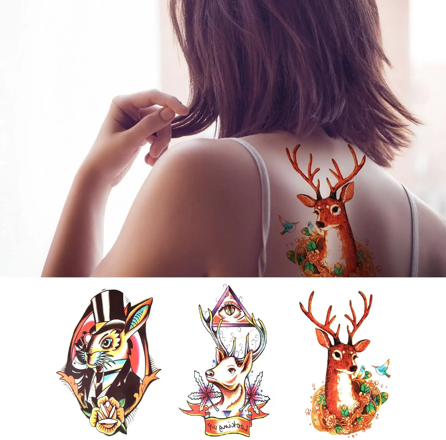 Luxspire Temporary Tattoo Stickers, 6-PACK Waterproof Removable Tattoos Sticker Fake Tattoo Easy to Apply and Long Lasting