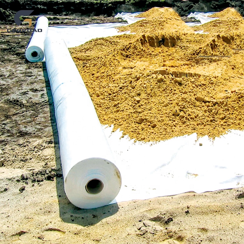 free sample black white grey 300g PP short fiber Nonwoven Geotextile Geofabric soil stabilization road beds covering cloth