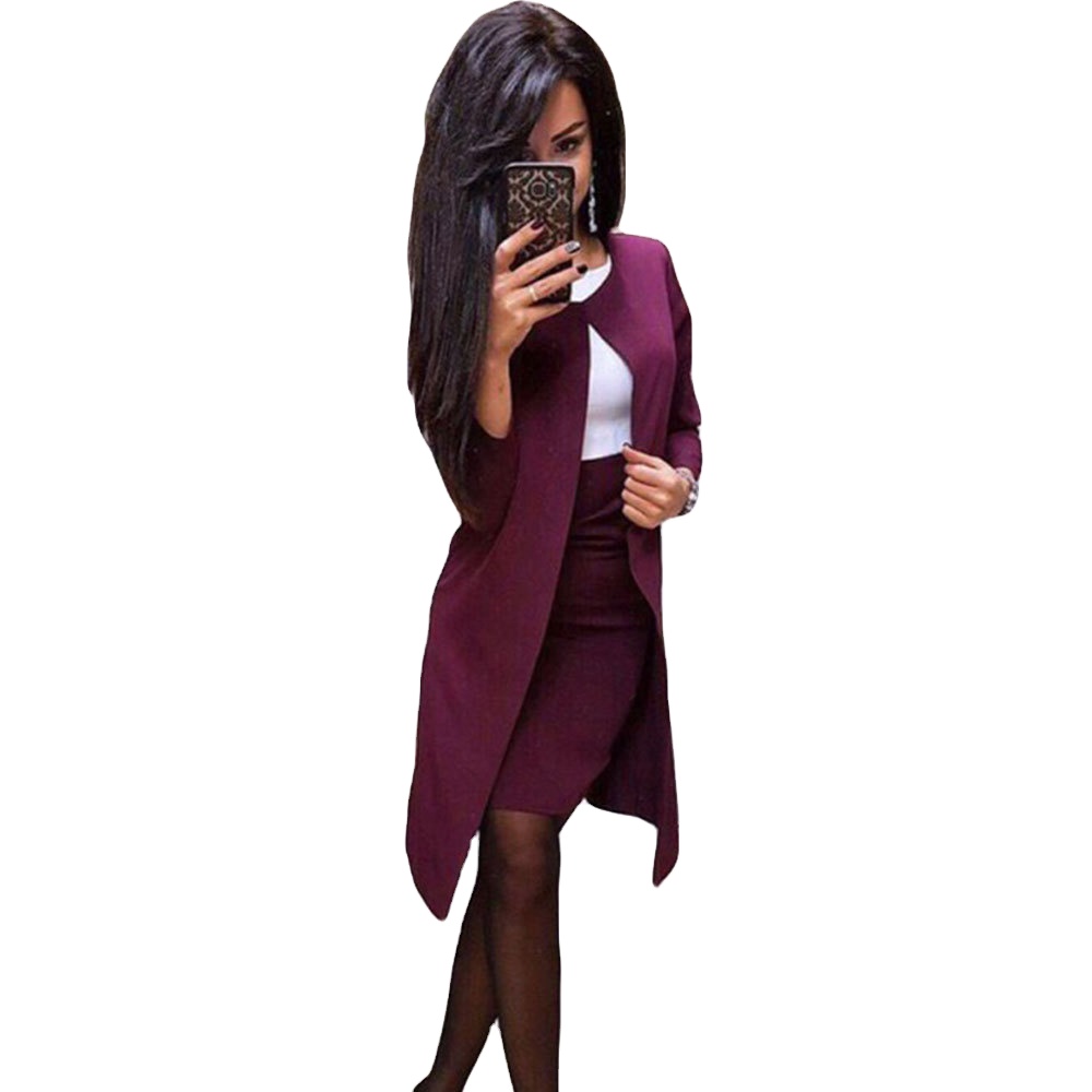 High quality contrast color bodycon ladies office dress and jacket women formal career dresses
