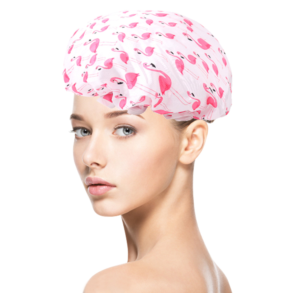 Manufacturer Bath Accessories Dual Layer PE Fabric Inner Women Bath Cap