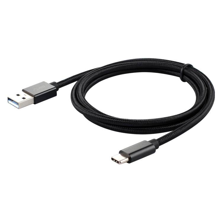 1 м 2 м новый прочный нейлоновый Плетеный Черный тканевый чехол Android телефон USB кабель для быстрой зарядки и передачи данных Тип C кабель