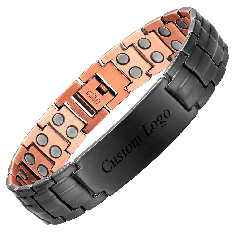 Wholesaler Bio Magnetic Jewelry Copper Energy Health Bracelet for Arthritis Fashion Black Bangle Men Gift