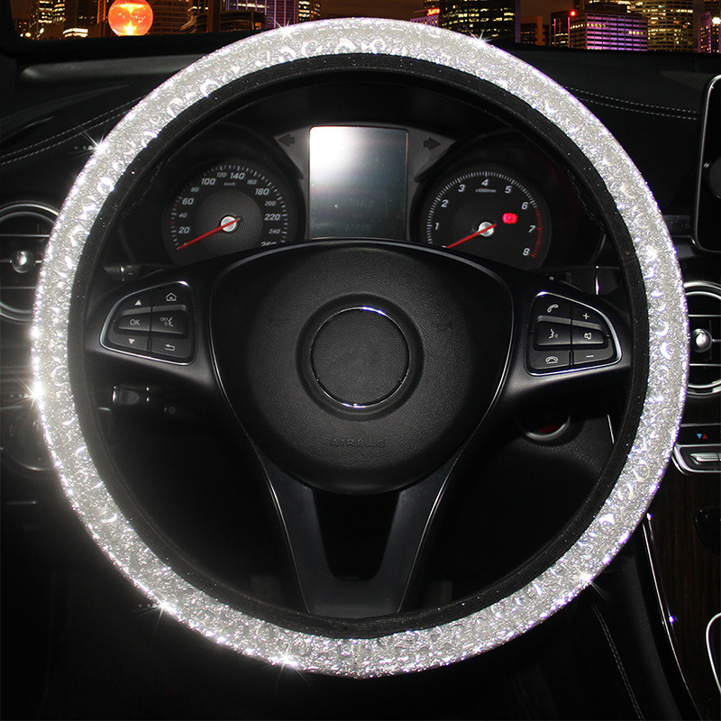 new bling leopard pattern leather without inner ring elastic band car steering wheel cover