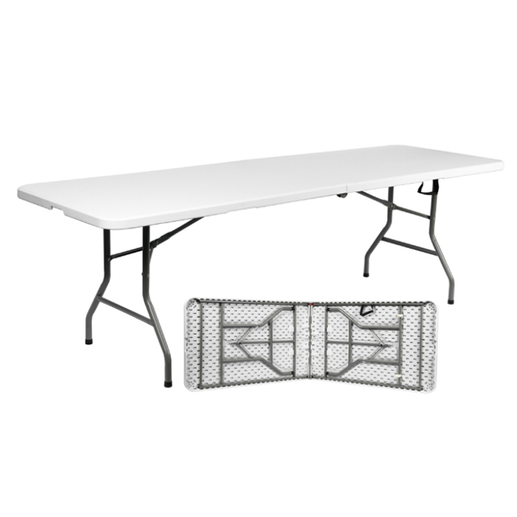 Heavy Duty Portable Folding Plastic Garden Foldable Dining 8FT Folding in Half Table Extendable