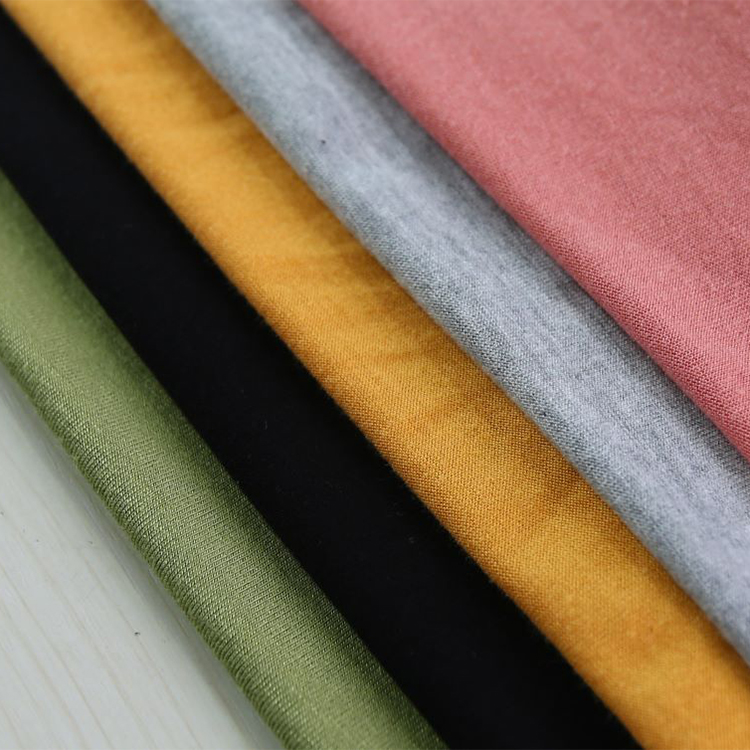 Custom knitwear t shirt dress non-stretch material knitted plain dyed t/r jersey fabric